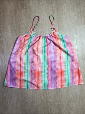 Multicolor Striped Adjustable Spaghetti Strap Lightweight Summer Beach Tank Top